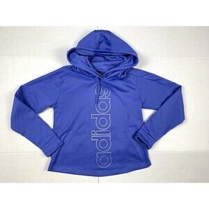 ADIDAS Hoodie Climawarm Womens Small 8-10 Blue Pullover Hooded Sweatshirt